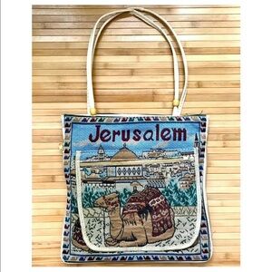 Memories from Jerusalem ~ Handmade Embroidery Tapestry Book Bag/Tote Bag NWOT